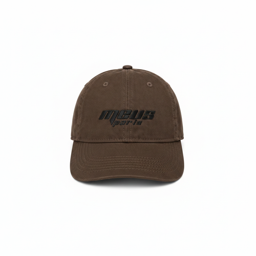 Casquette marron coton avec logo brode meus paris 