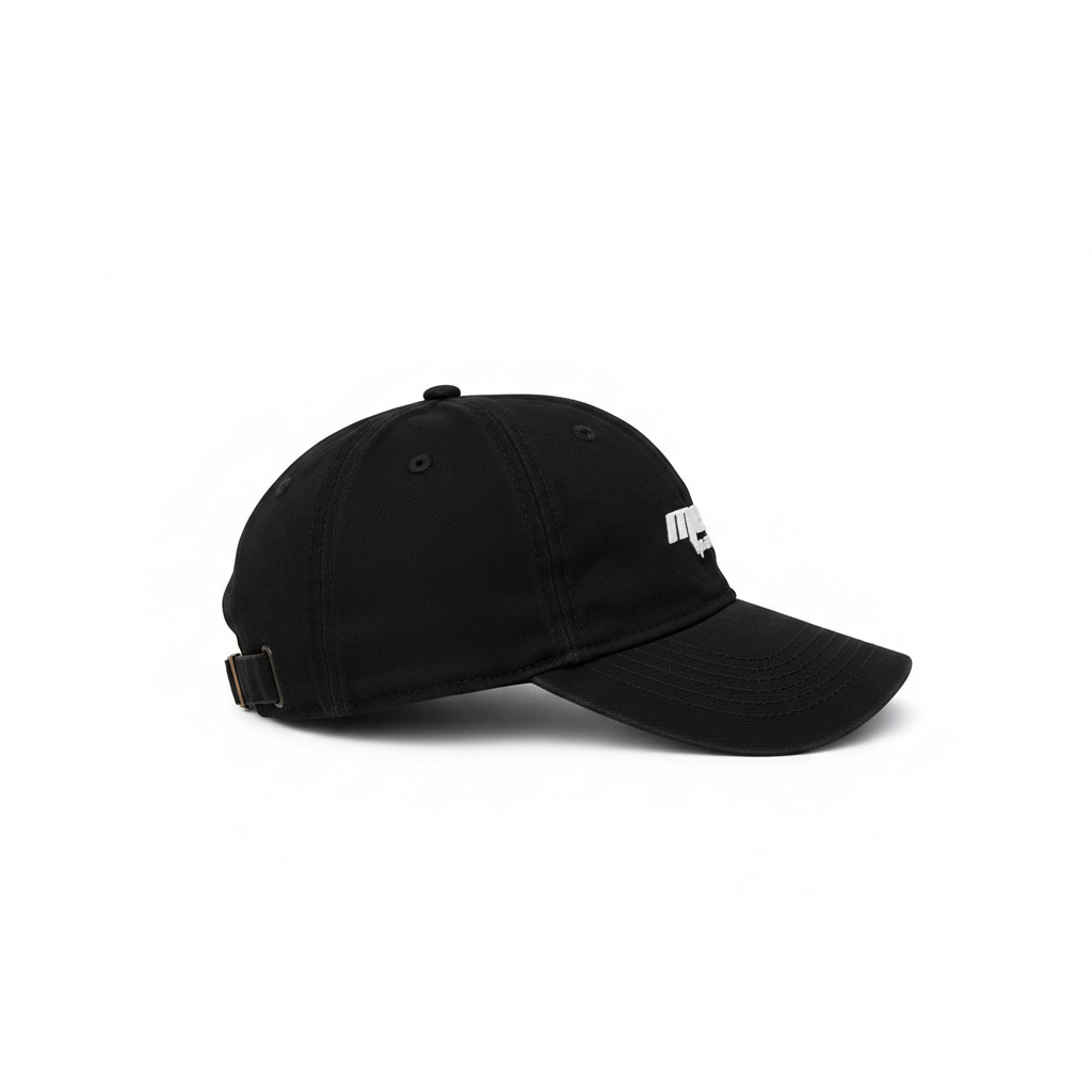 Casquette noire en coton meus paris vue de cote 