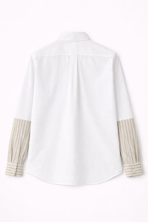 chemise blanche manches rayées beige et marron homme meus paris vue dos