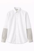 chemise blanche et manches rayees homme meus paris vue face 