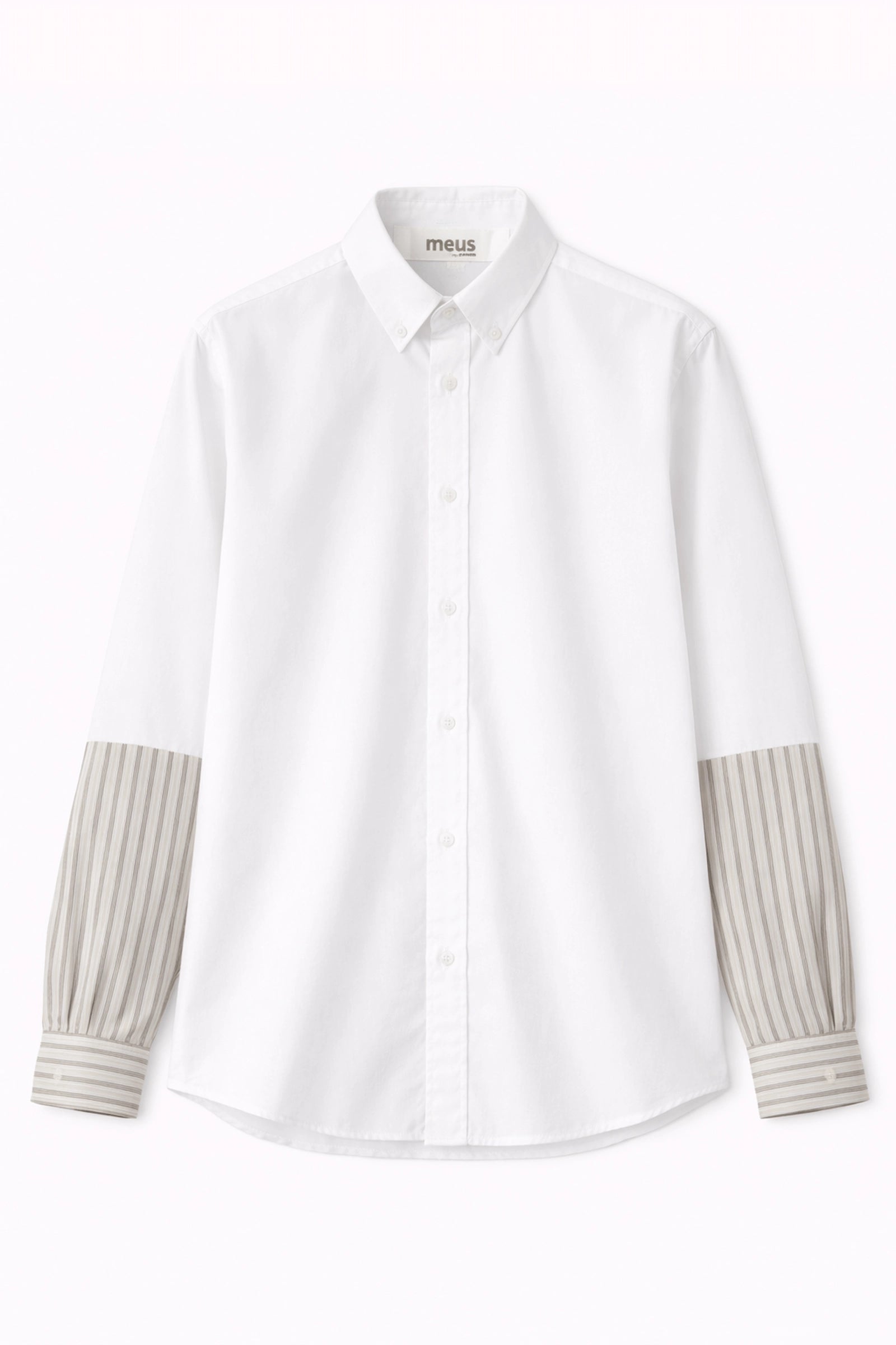 chemise blanche et manches rayees homme meus paris vue face 