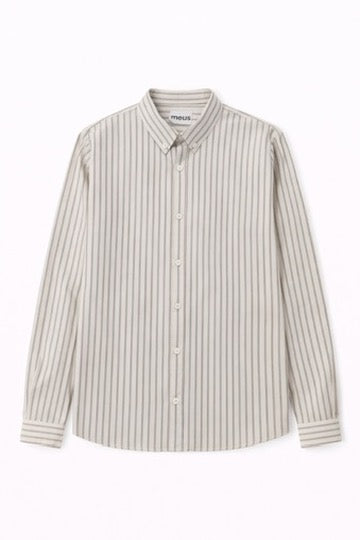 chemise homme beige rayures marron meus paris vue face 