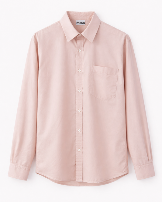 chemise homme rose poche plaquée meus paris vue face 

