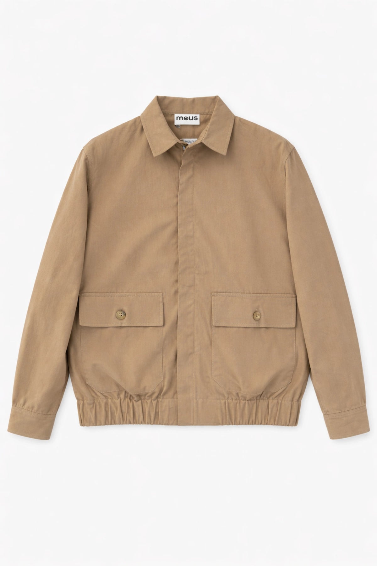 blouson bombers beige homme avec poches plaquees meus paris vue face 