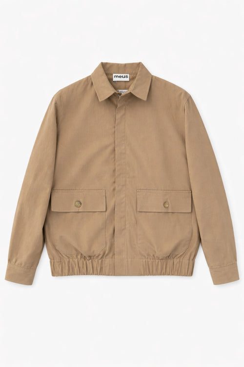 blouson bombers beige homme avec poches plaquees meus paris vue face 