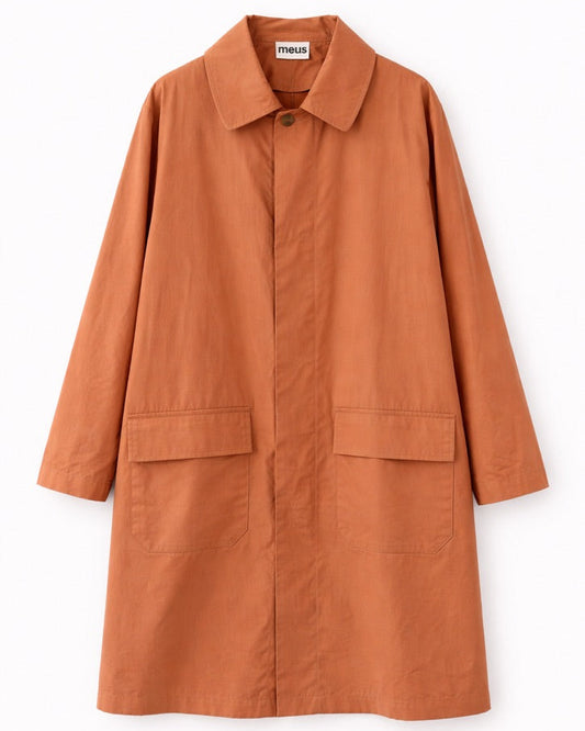 manteau homme terracotta oversize avec poches à rabats meus paris vue face 
