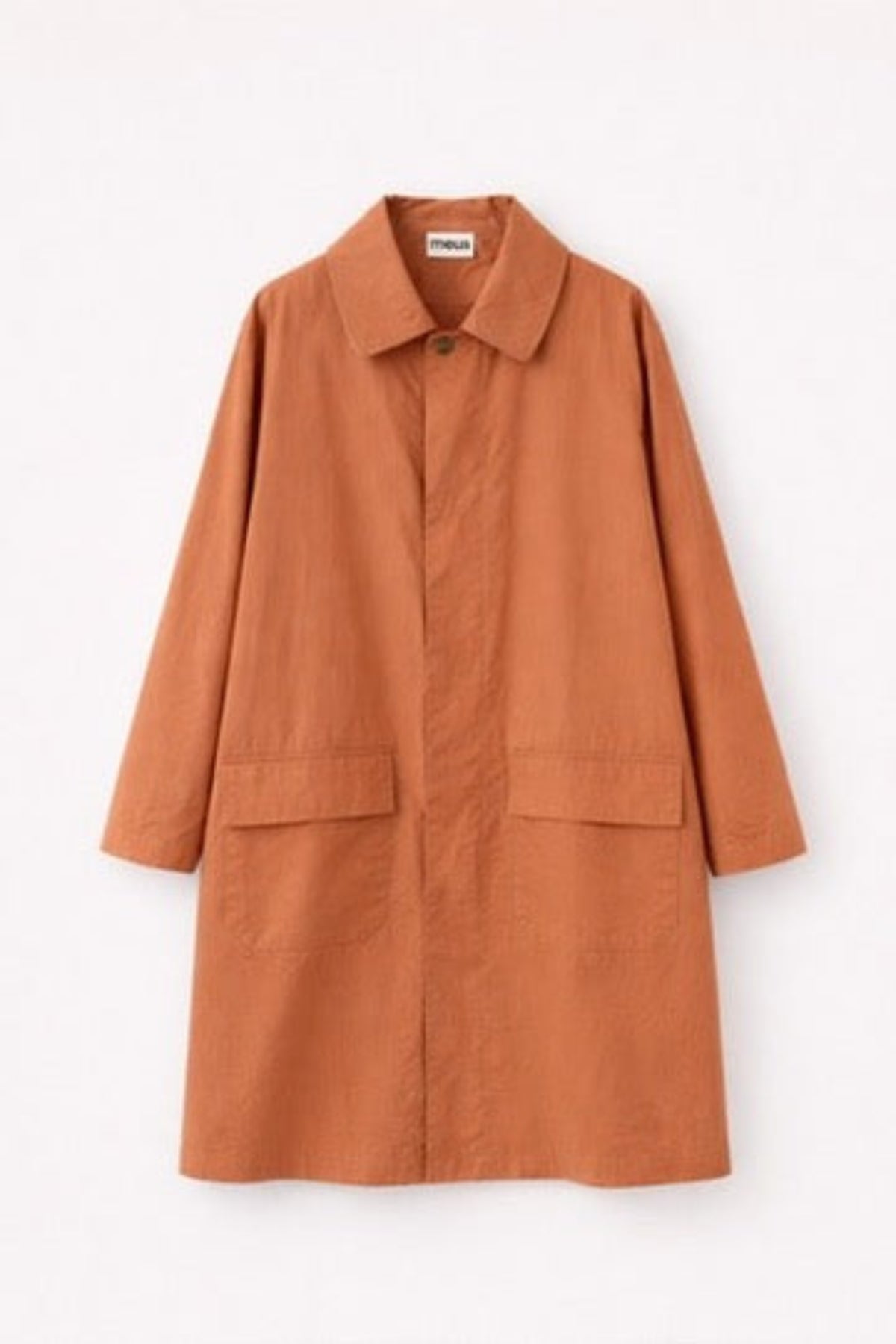 manteau long meus paris terracotta poches plaquées homme vue face