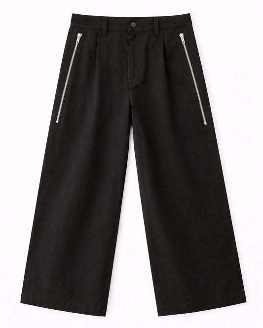 pantalon noir large homme poches zippées meus paris vue face 