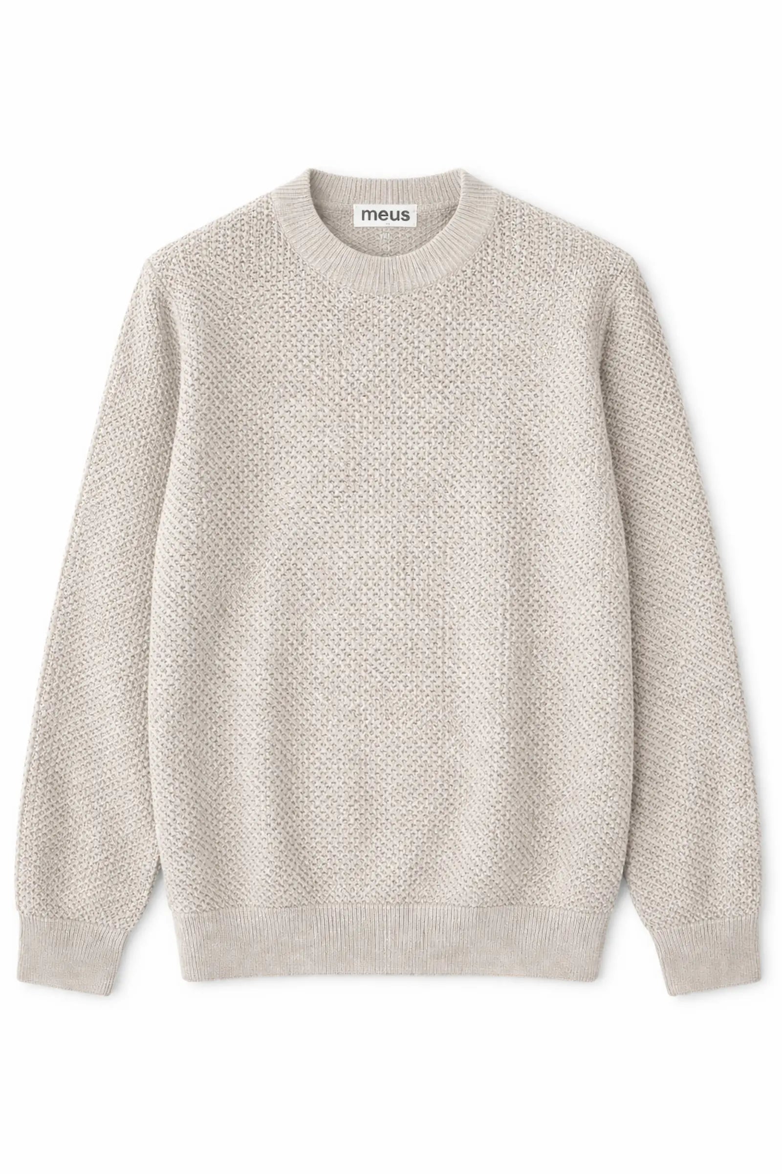 pull homme beige en maille ajourée meus paris vue face