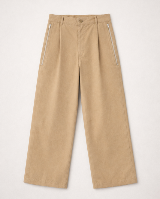 Pantalon large beige