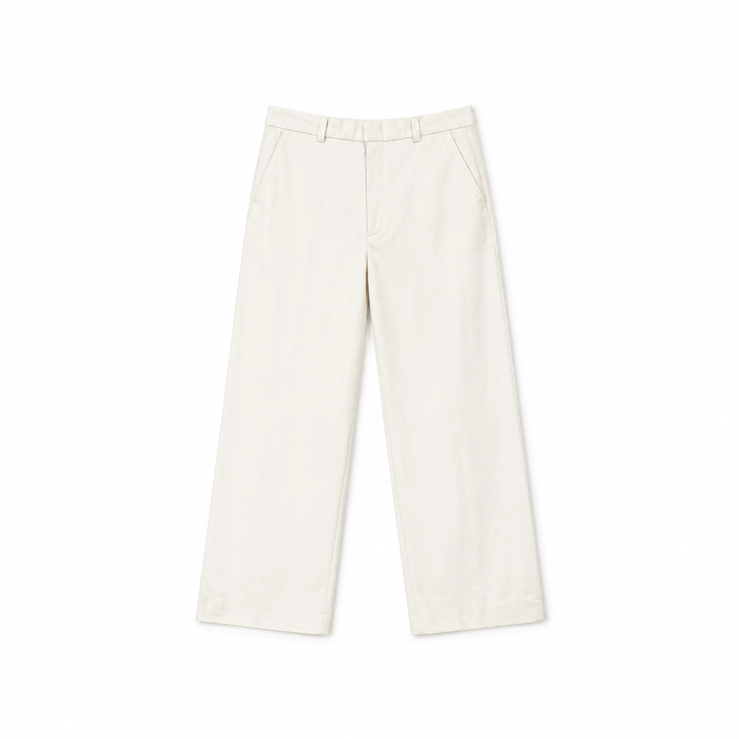 pantalon droit legerement ample poches italiennes blanc homme meus paris coton vue de face 