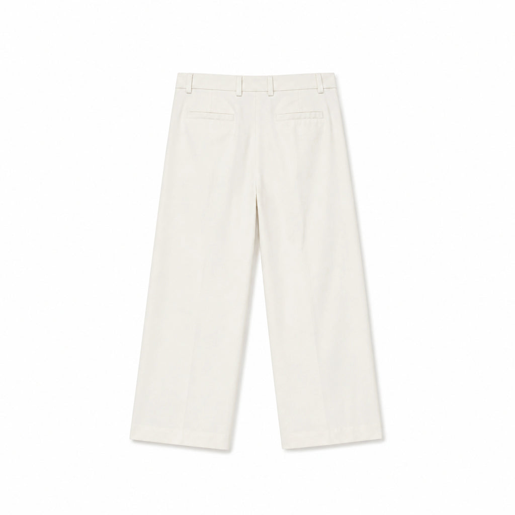 pantalon droit legerement ample blanc homme poches passepoilées meus paris coton vue de dos 