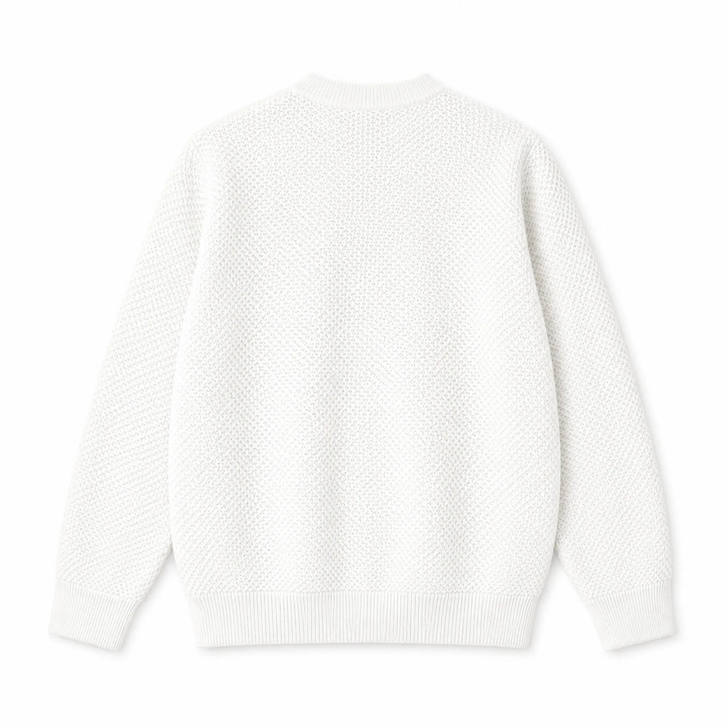 pull en maille ajourée blanc homme meus paris vu de dos