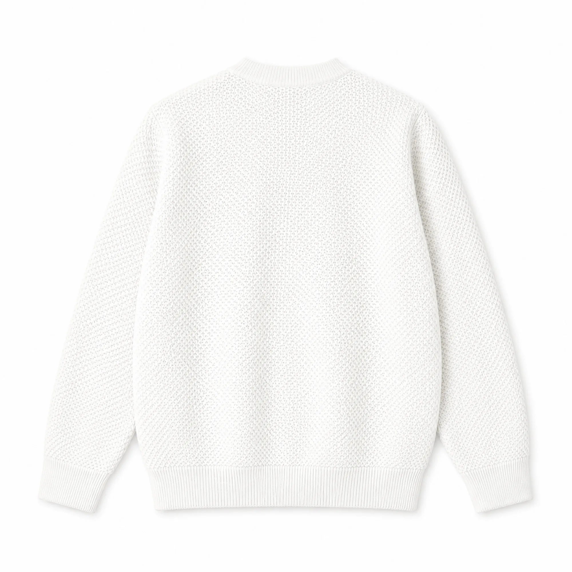 pull en maille ajourée blanc homme meus paris vu de dos