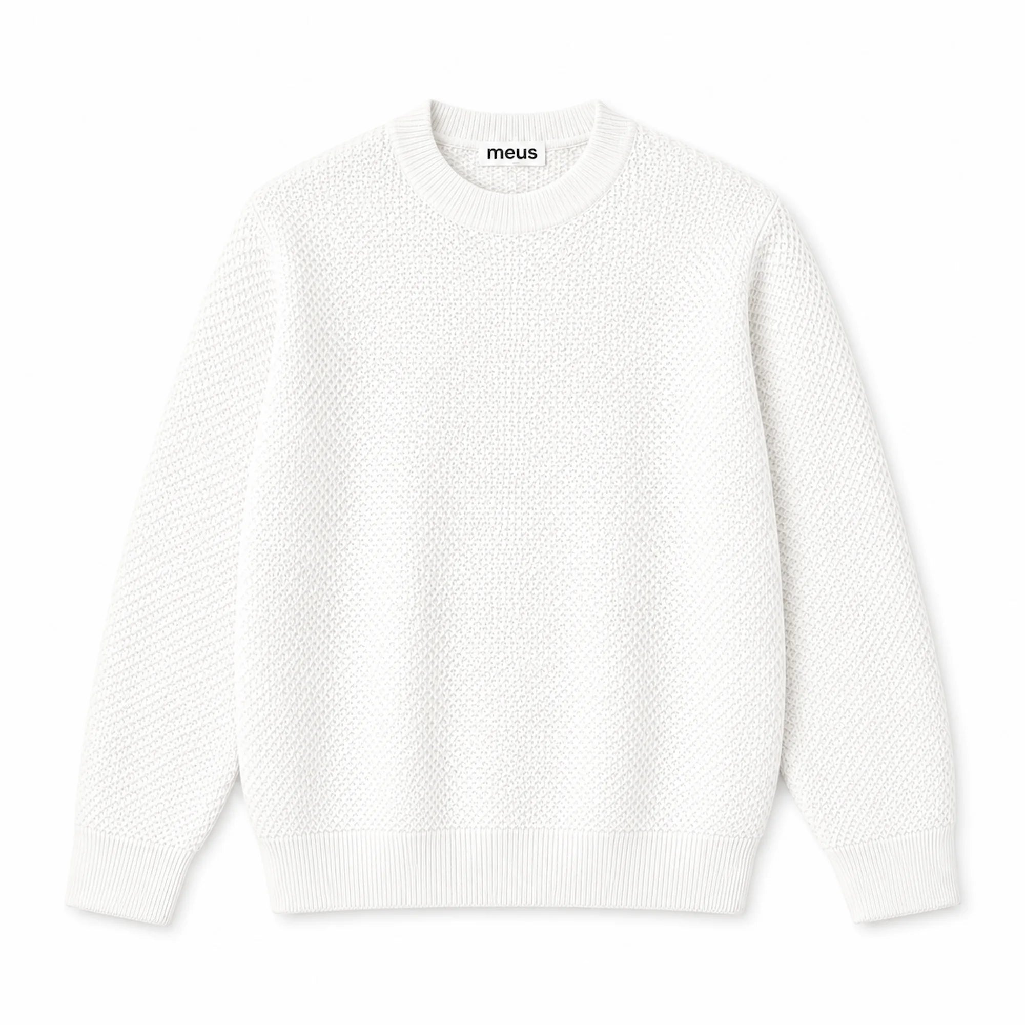 pull en maille ajourée homme meus paris blanc vue de face