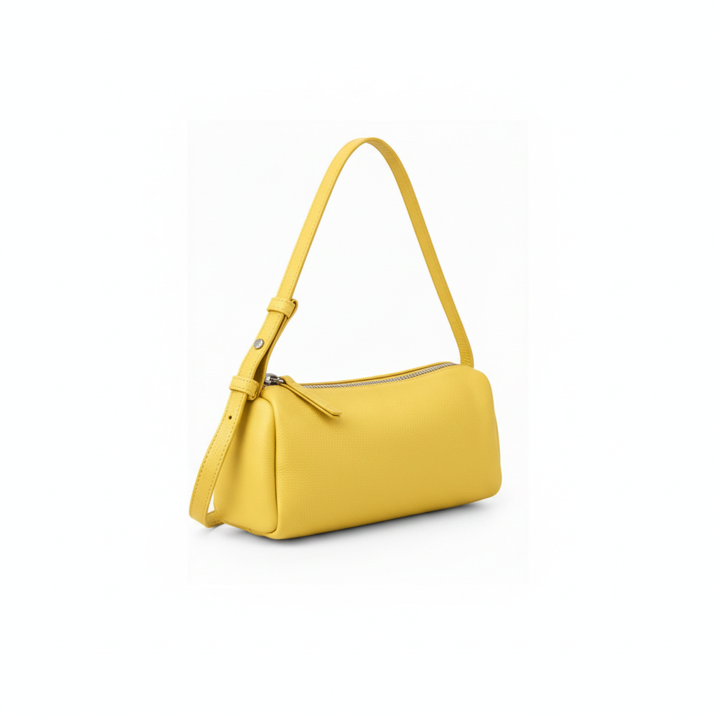 Sac jaune en vue trois-quarts