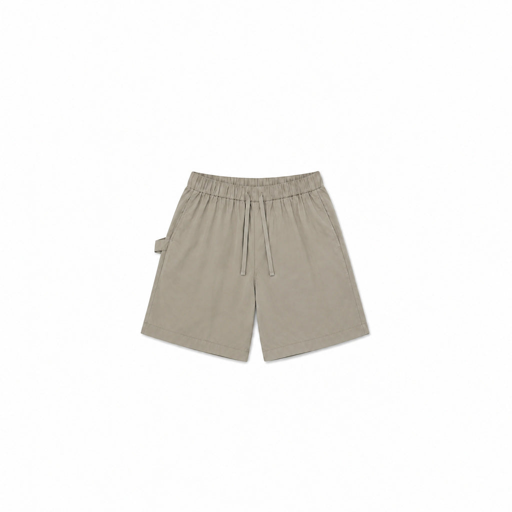 short coton uni gris beige