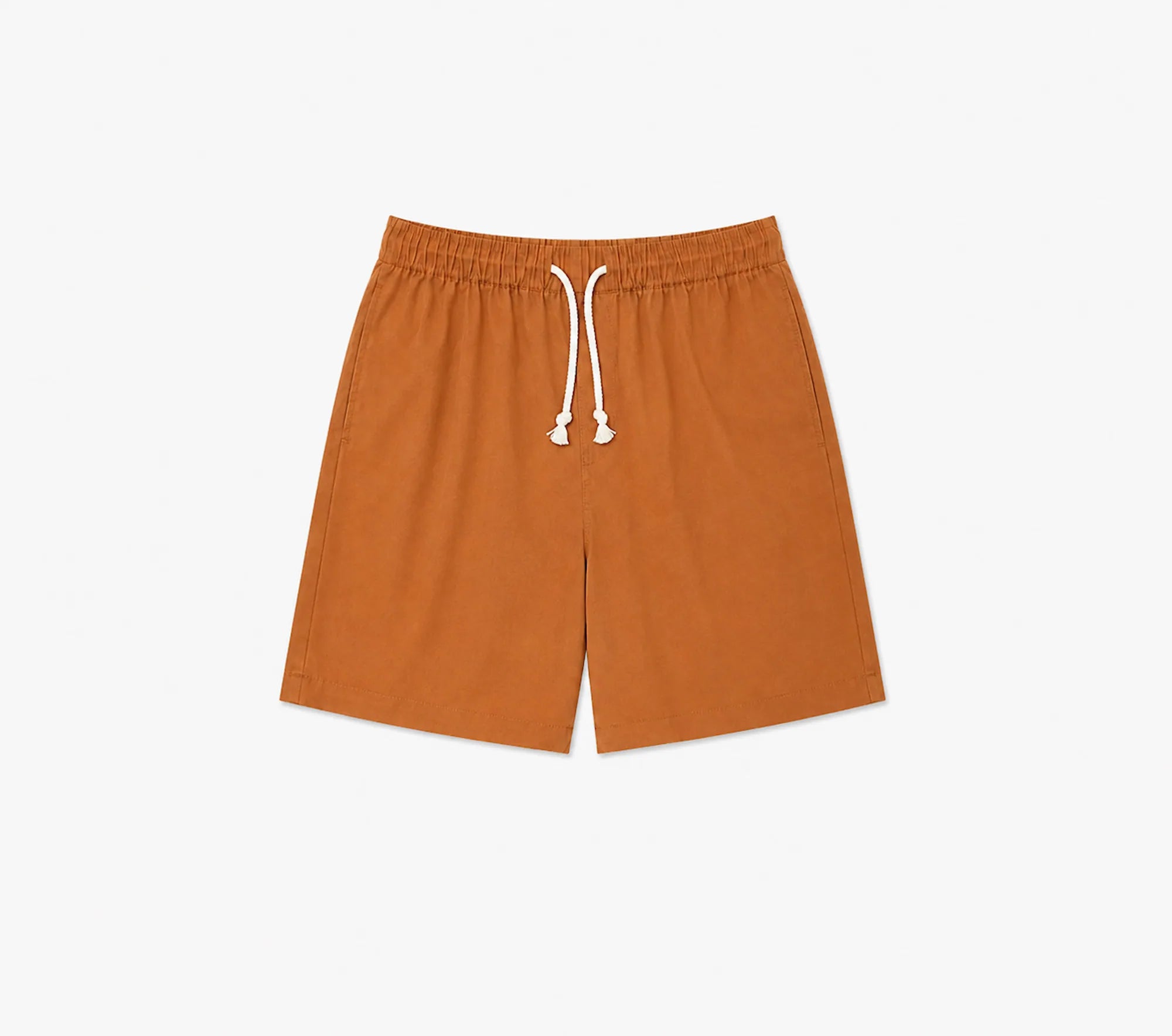 short en coton terracotta avec taille élastique et cordon de serrage homme meus paris vue de face 