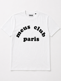 t shirt blanc homme avec logo meus paris club vue de face 